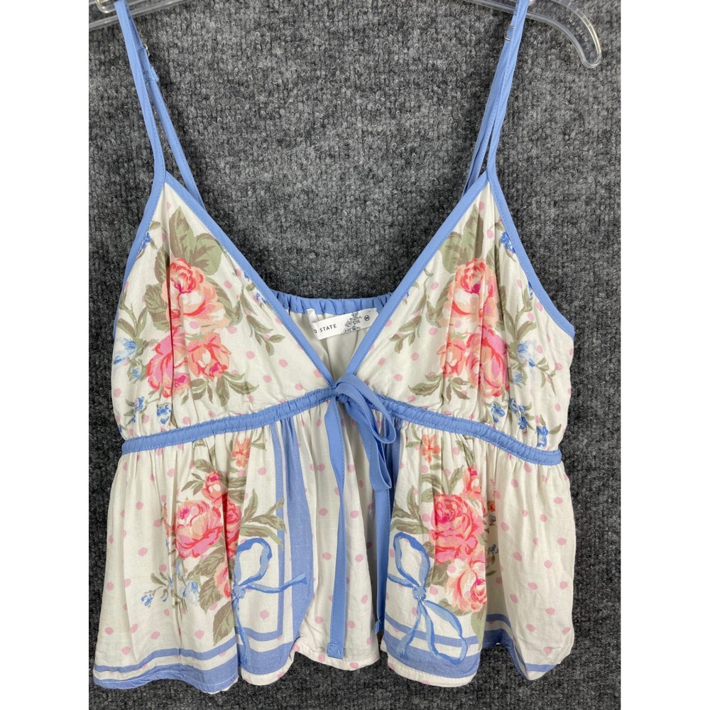 Altar'd State Camisole Women Size M White Pink Blue Excellent Floral Polka Dot